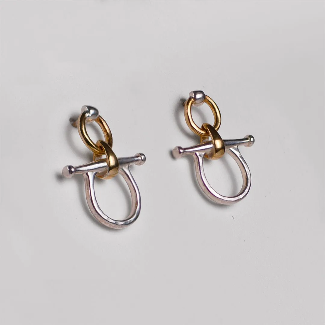 Chelsea - Two Tone 14K Gold on Sterling Snaffle Horse Bit Earring