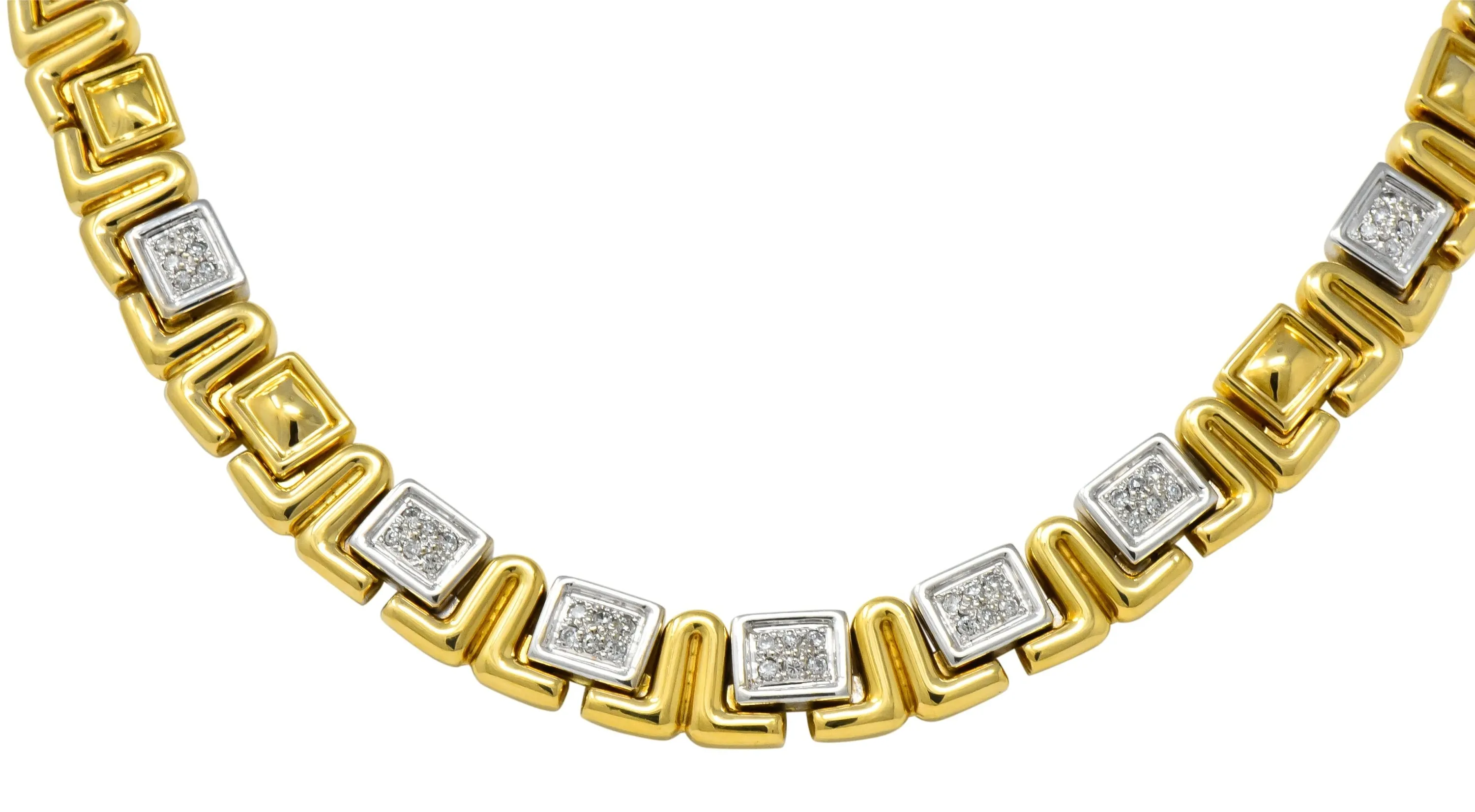 Chiampesan Modernist 0.85 CTW Diamond 18 Karat Two-Tone Gold Collar Necklace