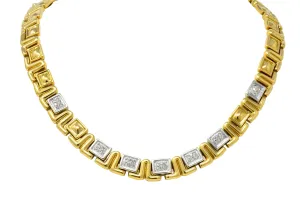 Chiampesan Modernist 0.85 CTW Diamond 18 Karat Two-Tone Gold Collar Necklace