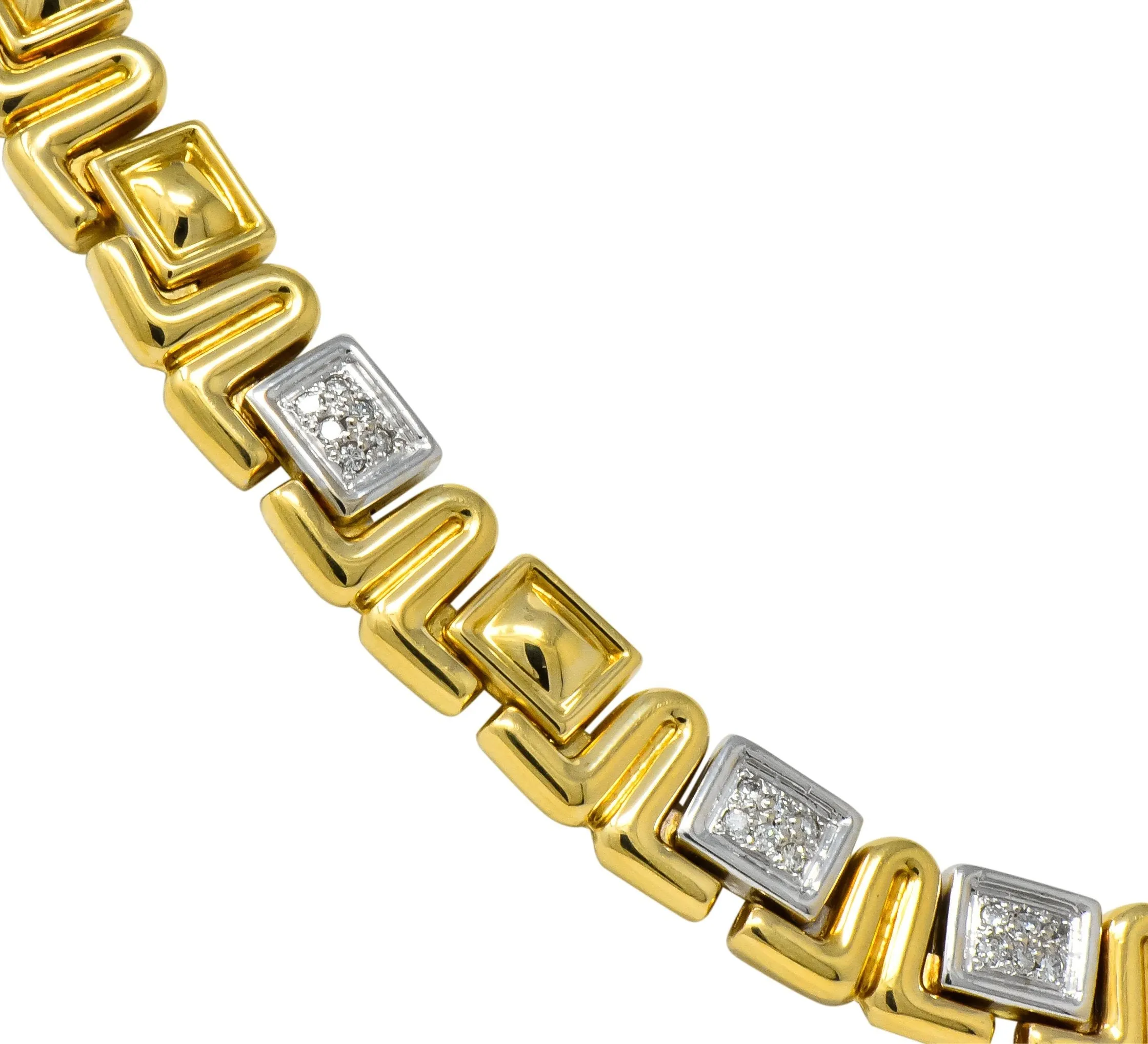 Chiampesan Modernist 0.85 CTW Diamond 18 Karat Two-Tone Gold Collar Necklace