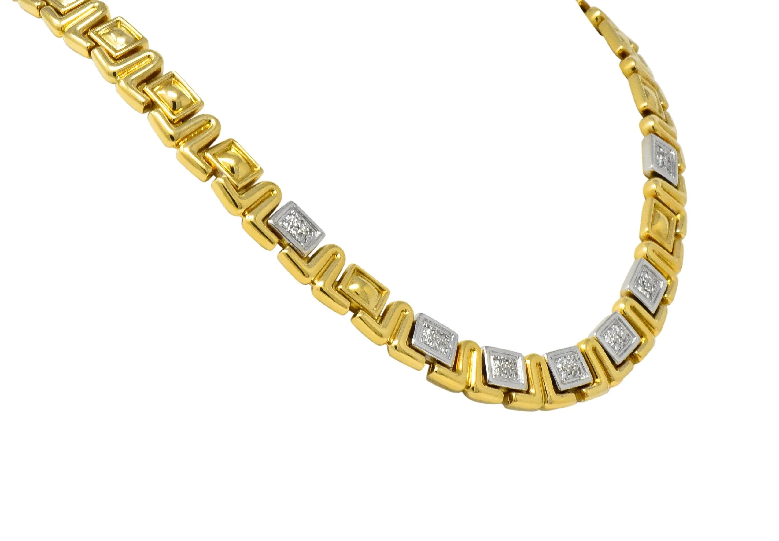 Chiampesan Modernist 0.85 CTW Diamond 18 Karat Two-Tone Gold Collar Necklace