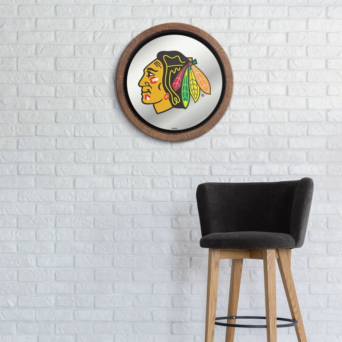 Chicago Blackhawks: Mirrored Barrel Top Wall Sign