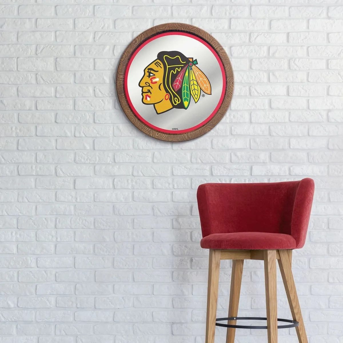 Chicago Blackhawks: Mirrored Barrel Top Wall Sign