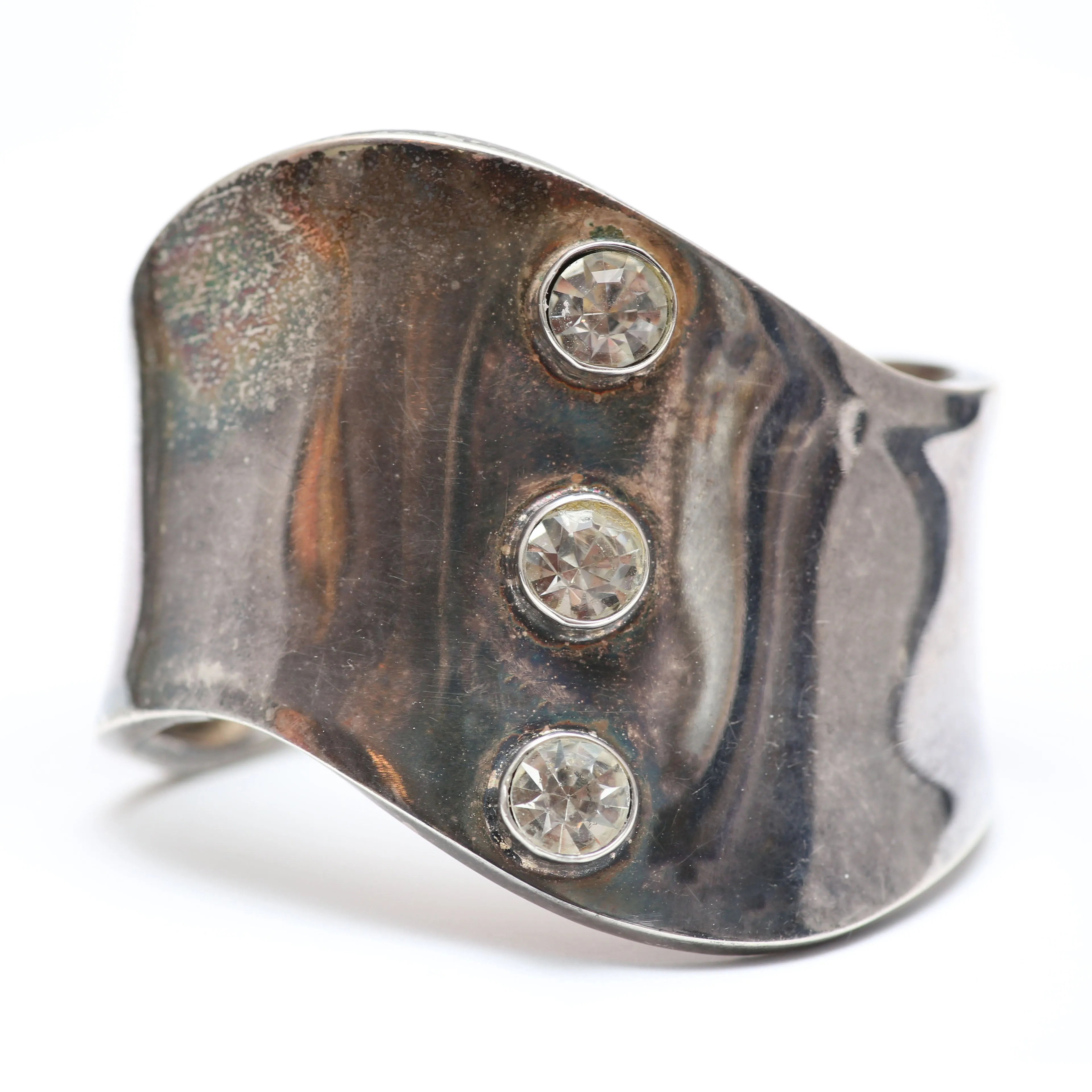 Chunky Sterling Silver Modernist Cuff Bracelet
