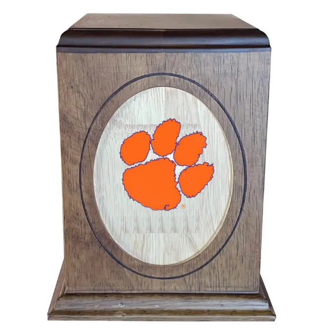 Clemson University Tigers Wooden Memorial Cremation Urn - WDCLM100