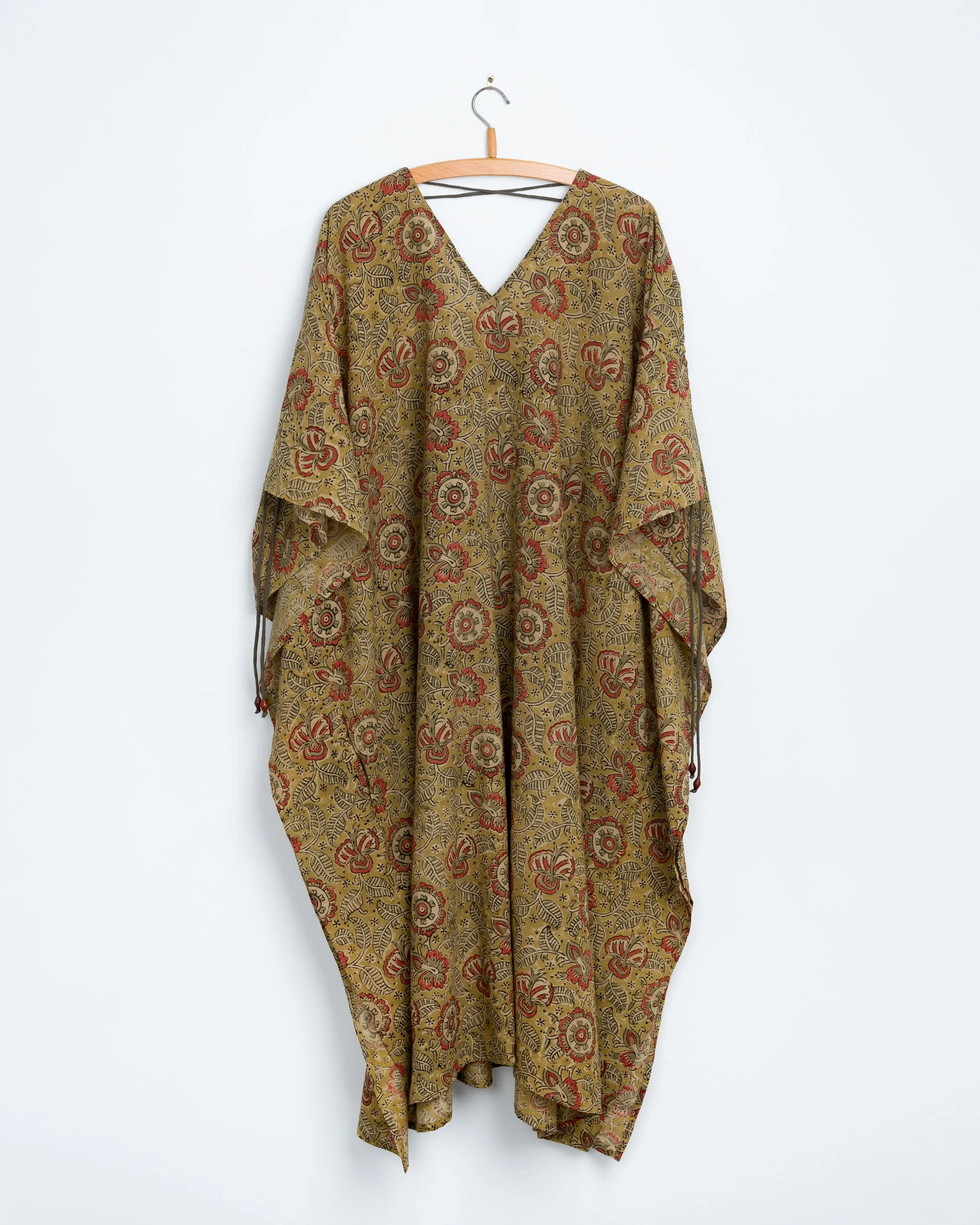 Cleo Caftan in Yellow Kalamkari Floral Yellow Sage