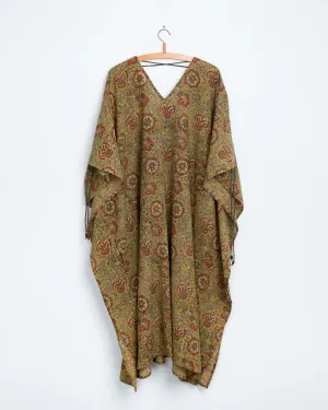 Cleo Caftan in Yellow Kalamkari Floral Yellow Sage