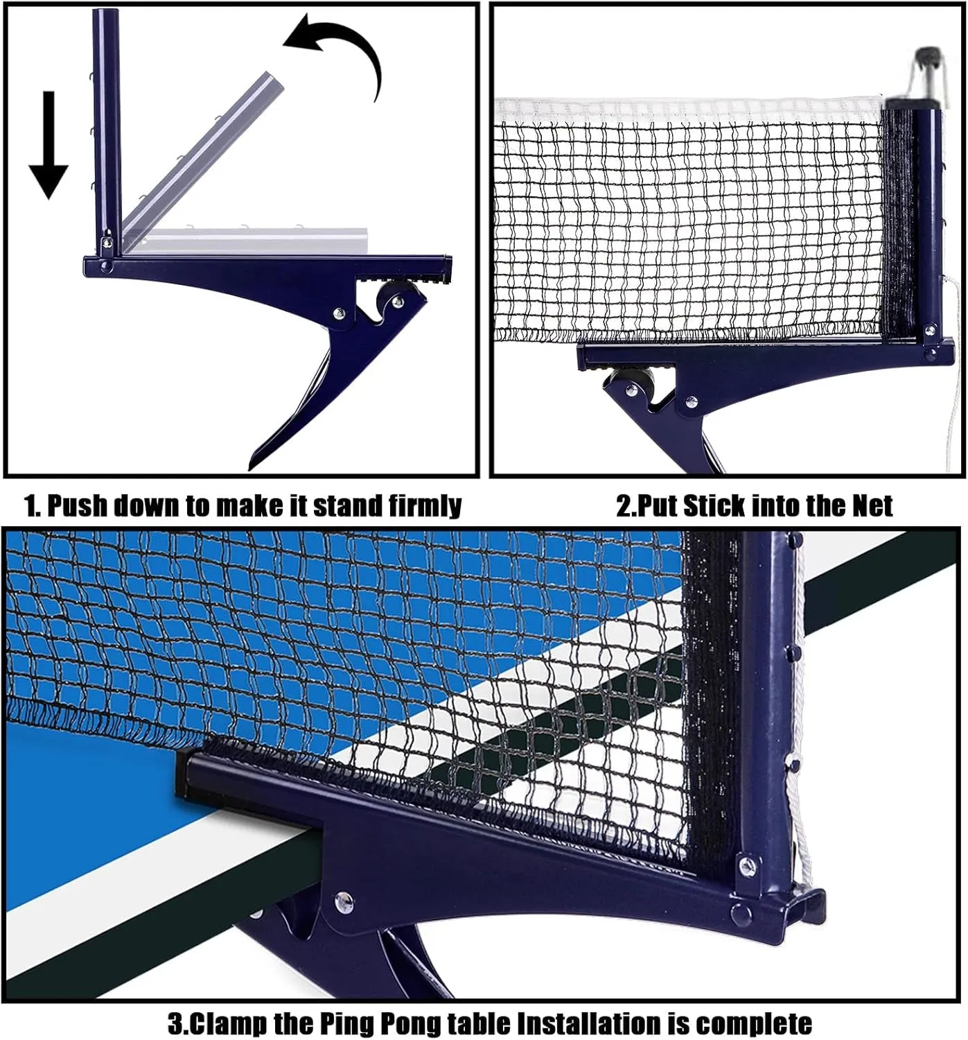Collapsible Table Tennis Net,Training Competition Professional Ping Pong Net Portable Posts with Adjustable Strength Clip,Stable Base for Standard Table