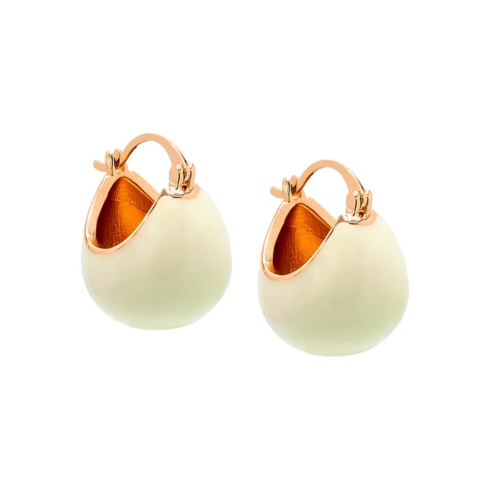 Colored Enamel Wide Button Huggie Earring
