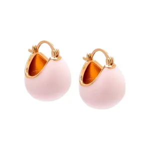 Colored Enamel Wide Button Huggie Earring