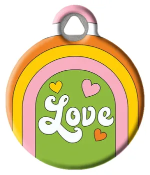 Colorful 70s Love Retro Pet ID Tag
