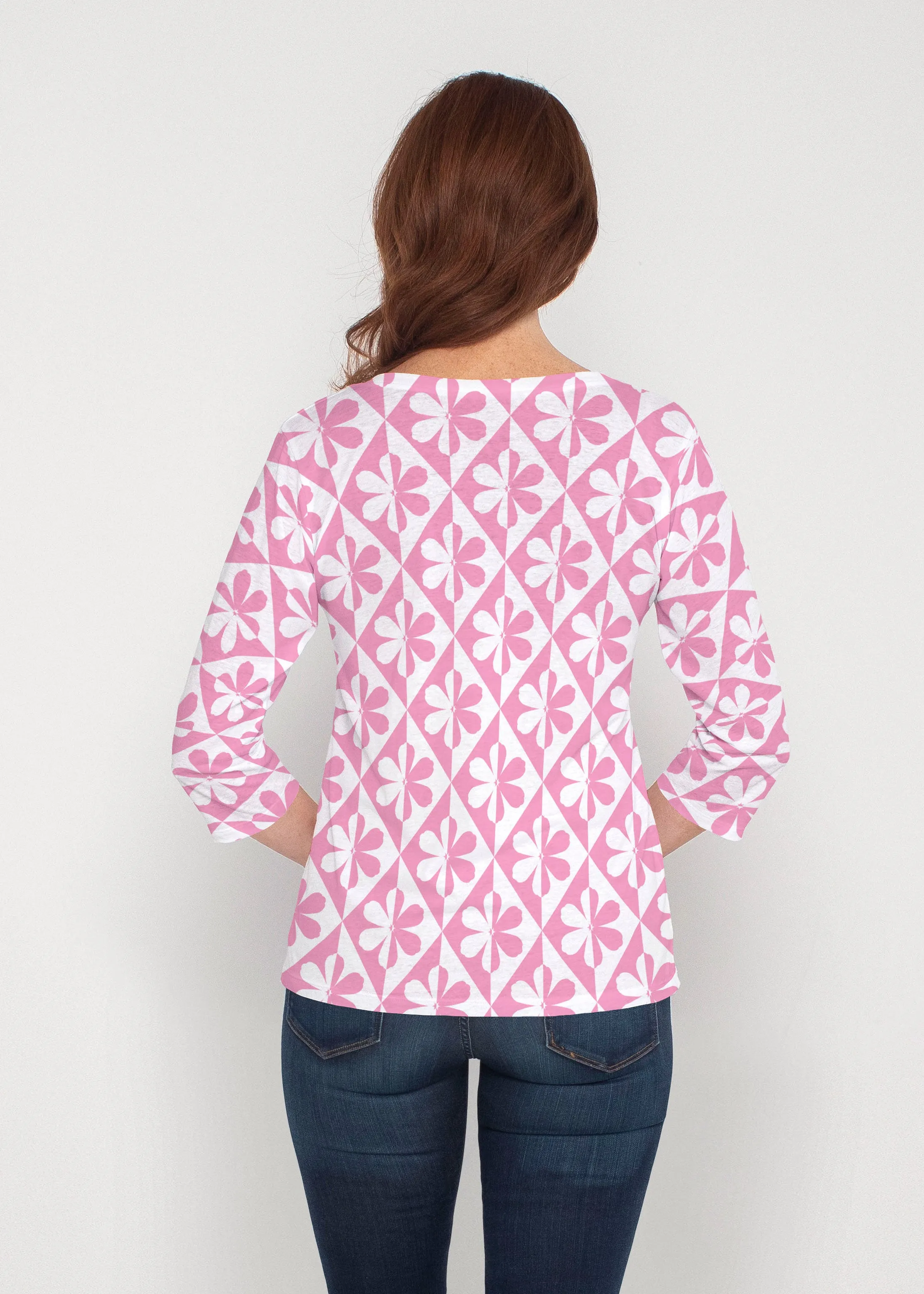 Cosmo Ikat (7933) ~ Signature 3/4 Sleeve V-Neck Top