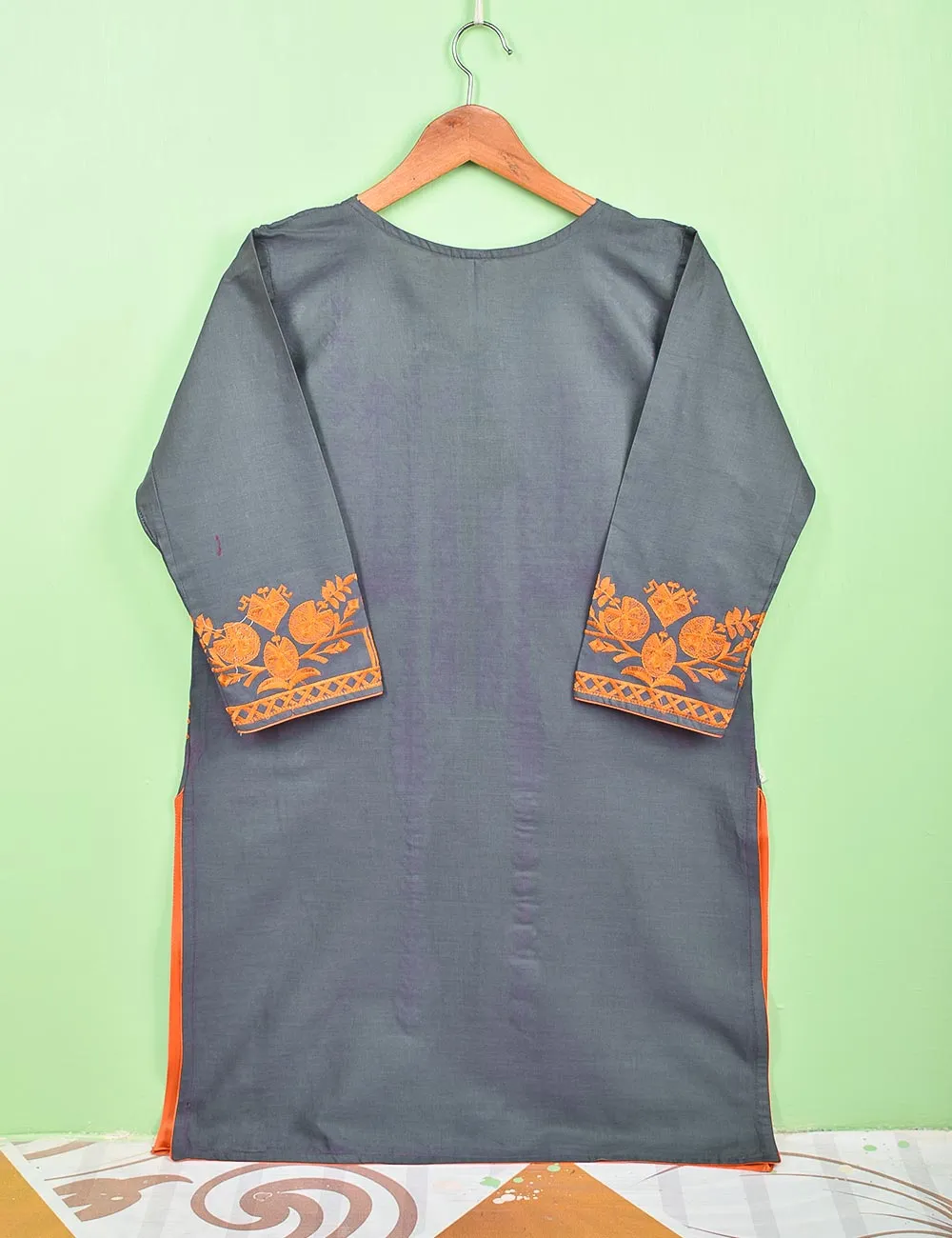 Cotton Embroidered Stitched Kurti - Blithe (T20-059C-Grey)