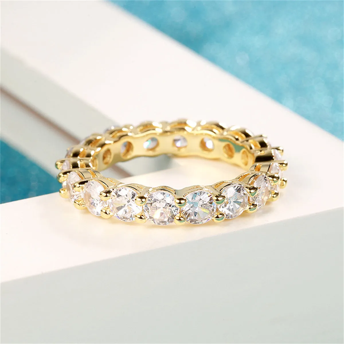Crystal & 18K Gold-Plated Eternity Band