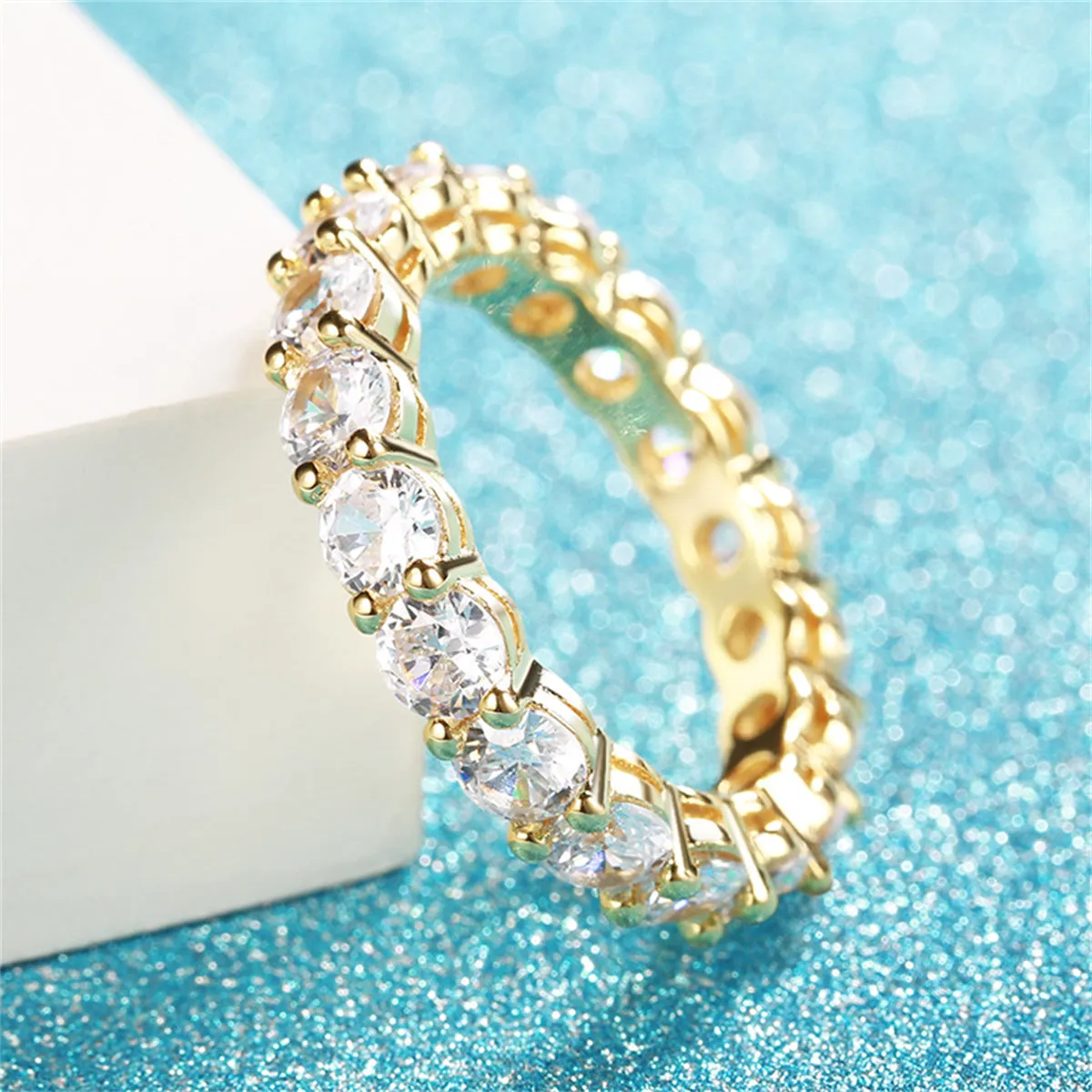 Crystal & 18K Gold-Plated Eternity Band