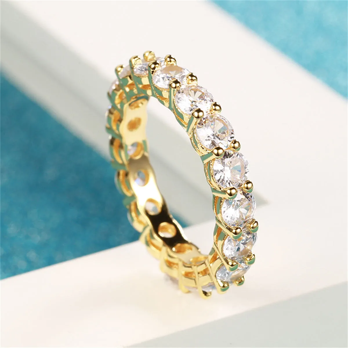 Crystal & 18K Gold-Plated Eternity Band