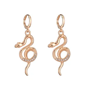 Cubic Zirconia & 18K Gold-Plated Snake Huggie Earrings