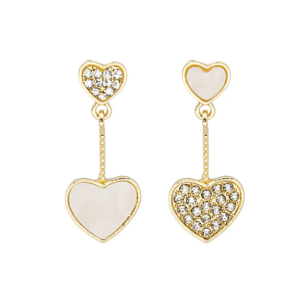 Cubic Zirconia & Shell 18K Gold-Plated Heart-Cut Drop Earrings