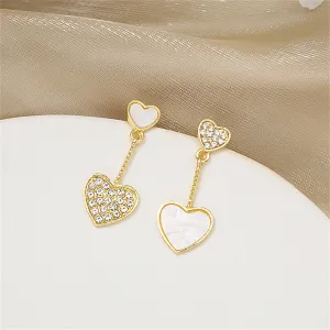Cubic Zirconia & Shell 18K Gold-Plated Heart-Cut Drop Earrings