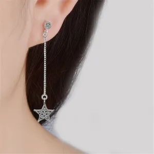 Cubic Zirconia & Silver-Plated Asymmetry Moon & Star Drop Earrings