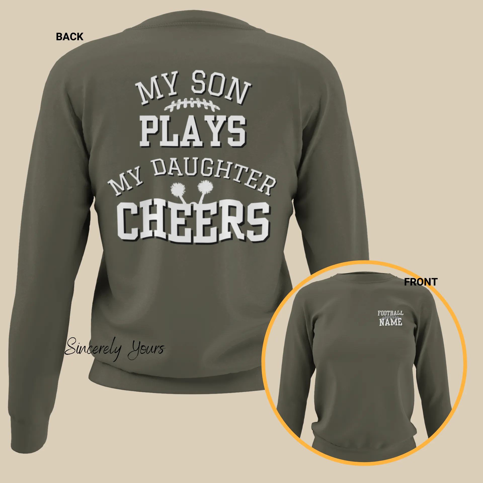 Custom My Son Plays | My Daughter Cheers - Unisex Sweatshirt