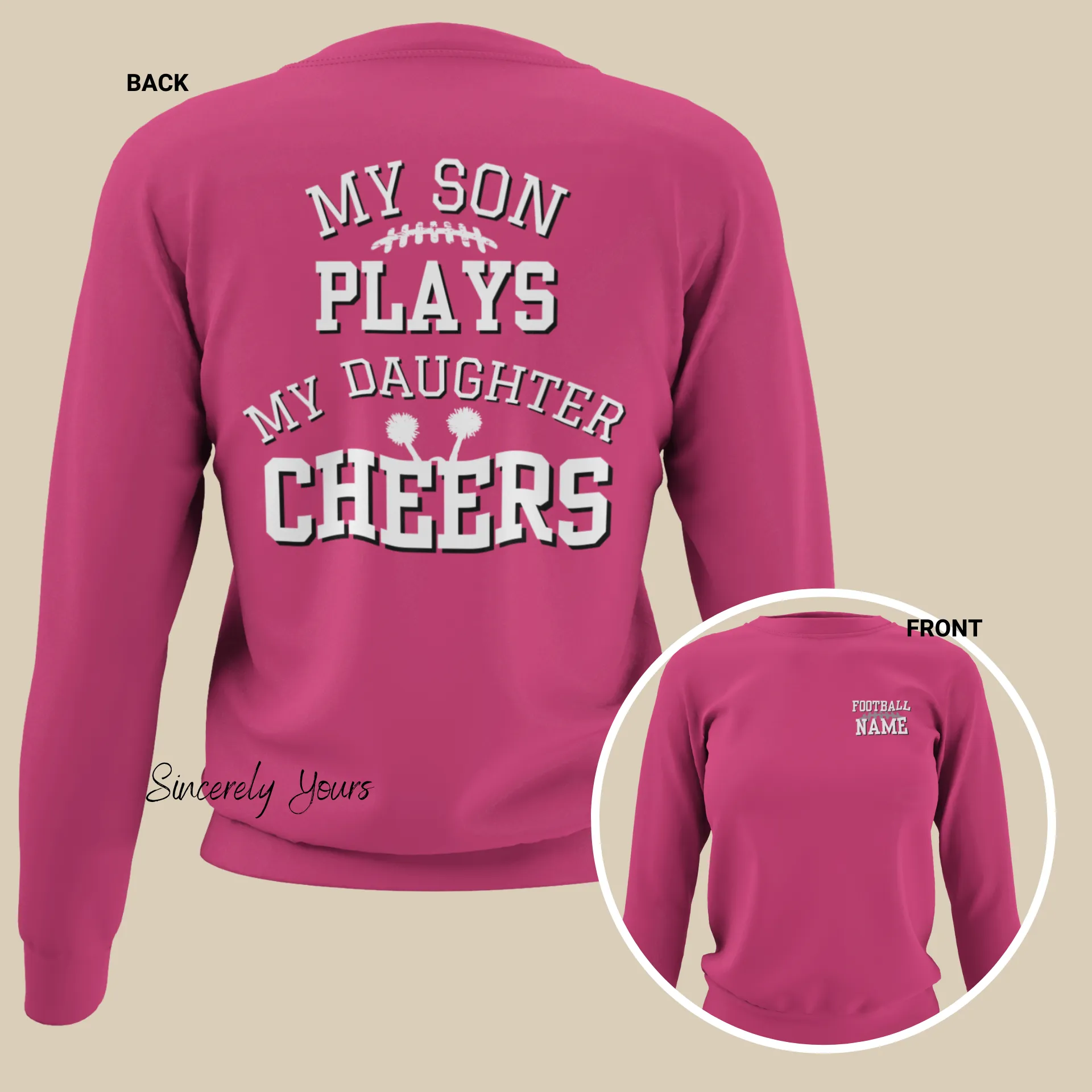 Custom My Son Plays | My Daughter Cheers - Unisex Sweatshirt