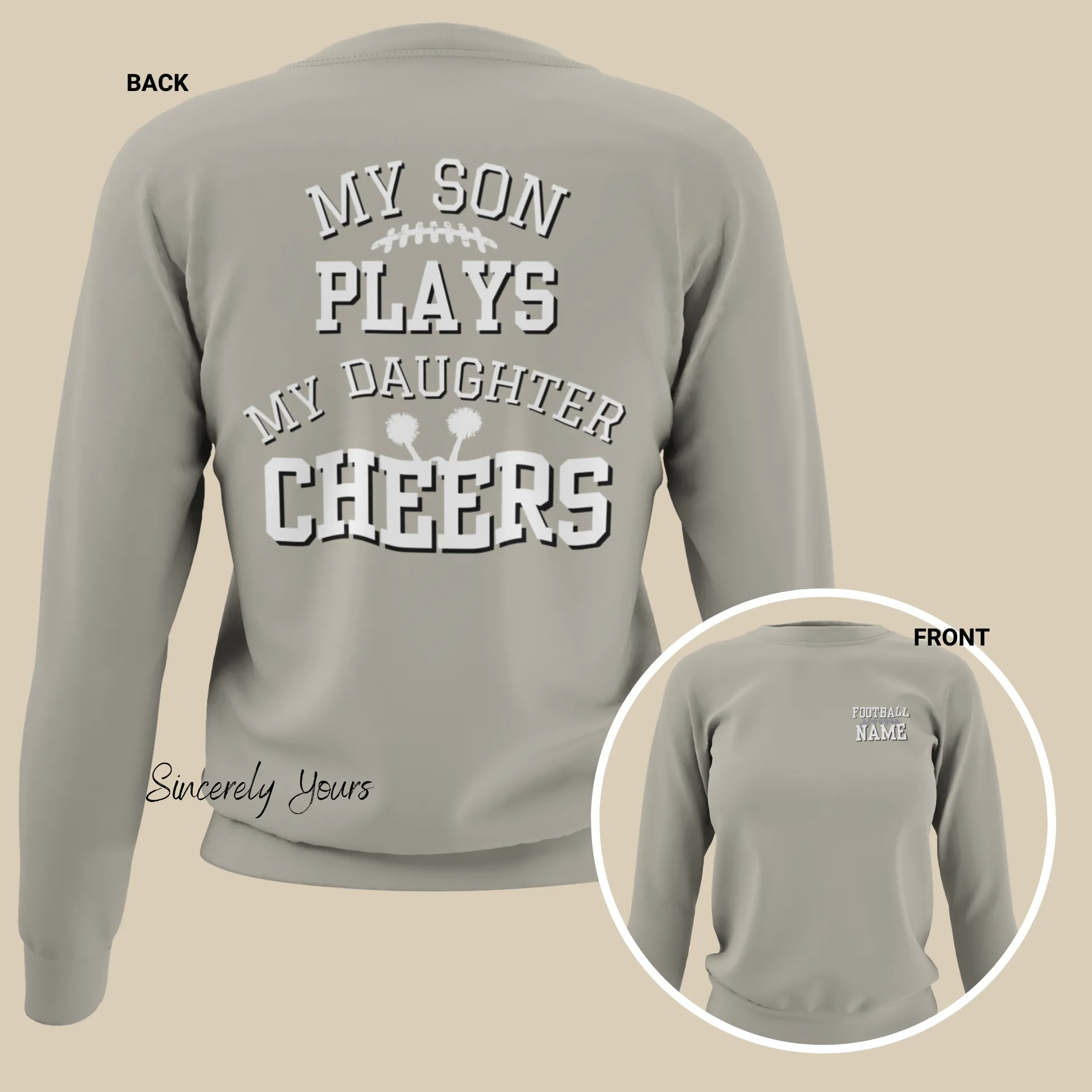 Custom My Son Plays | My Daughter Cheers - Unisex Sweatshirt