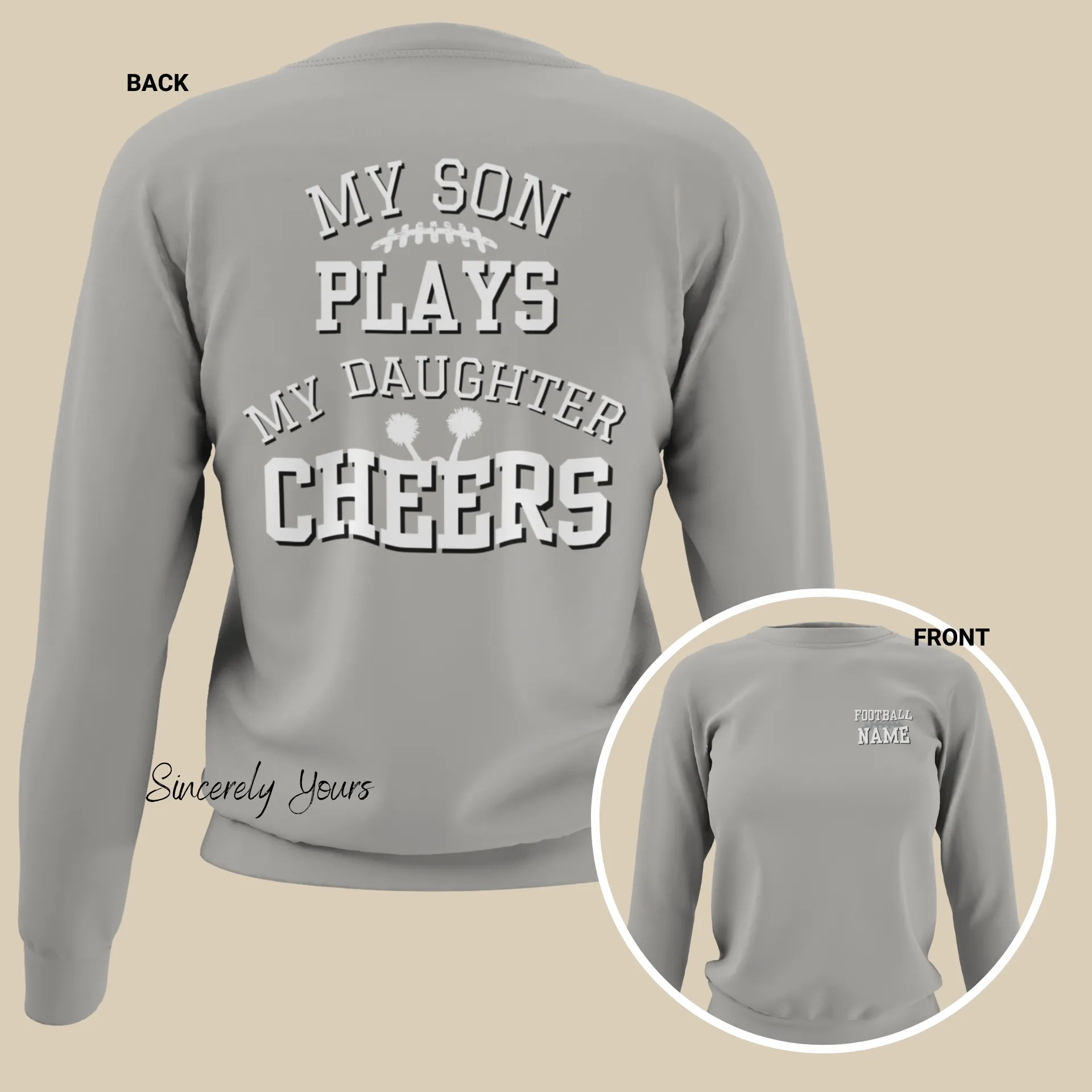 Custom My Son Plays | My Daughter Cheers - Unisex Sweatshirt