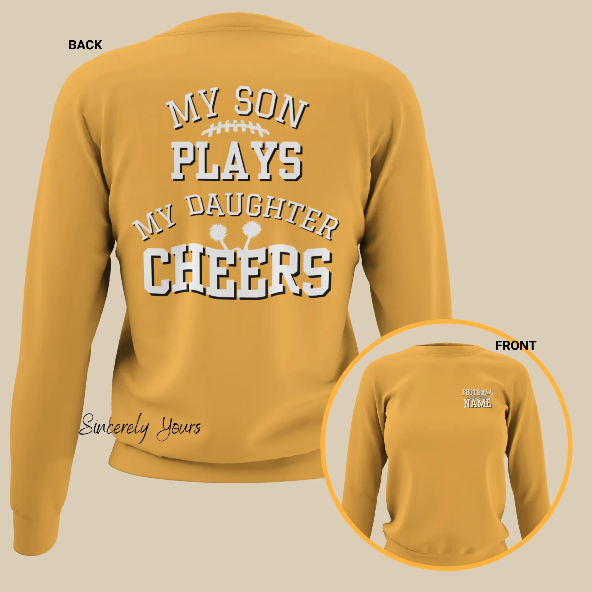 Custom My Son Plays | My Daughter Cheers - Unisex Sweatshirt