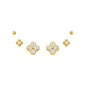 CZ Clovers & More Stud Earring Combo Set