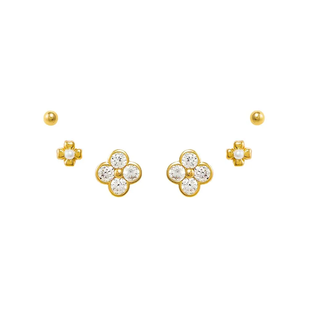 CZ Clovers & More Stud Earring Combo Set