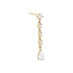 CZ Dangling Teardrop Stud Earring 14K