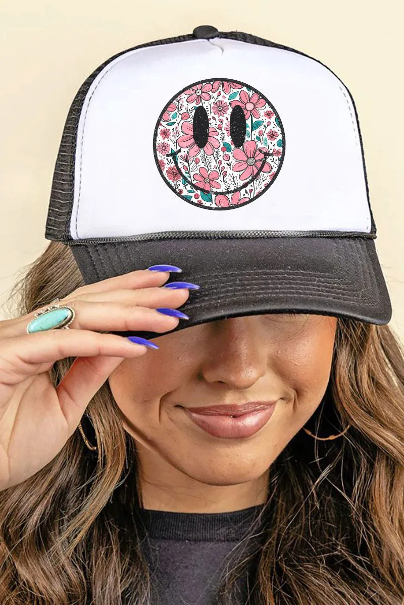 Daisy Flower Smile Foam Mesh Back Trucker Cap