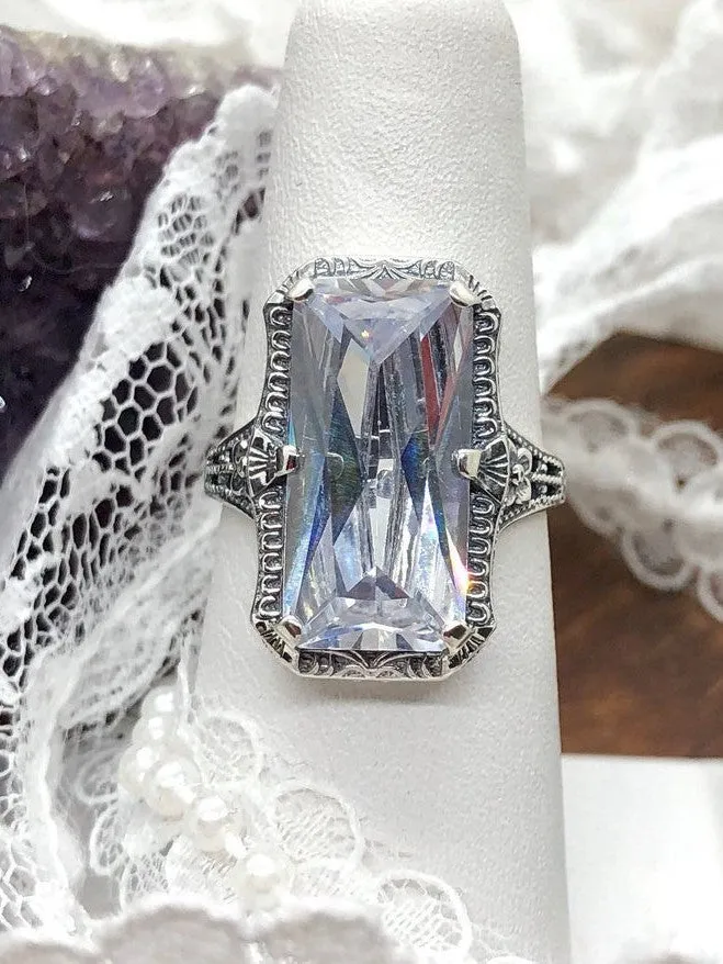 Dazzling CZ Ring, 1915 Vintage style, Edwardian Jewelry #D232