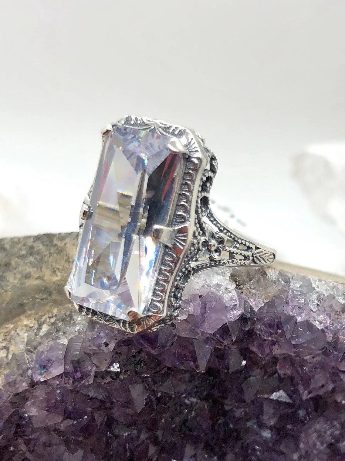 Dazzling CZ Ring, 1915 Vintage style, Edwardian Jewelry #D232