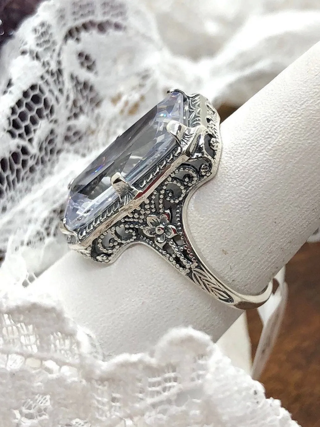 Dazzling CZ Ring, 1915 Vintage style, Edwardian Jewelry #D232