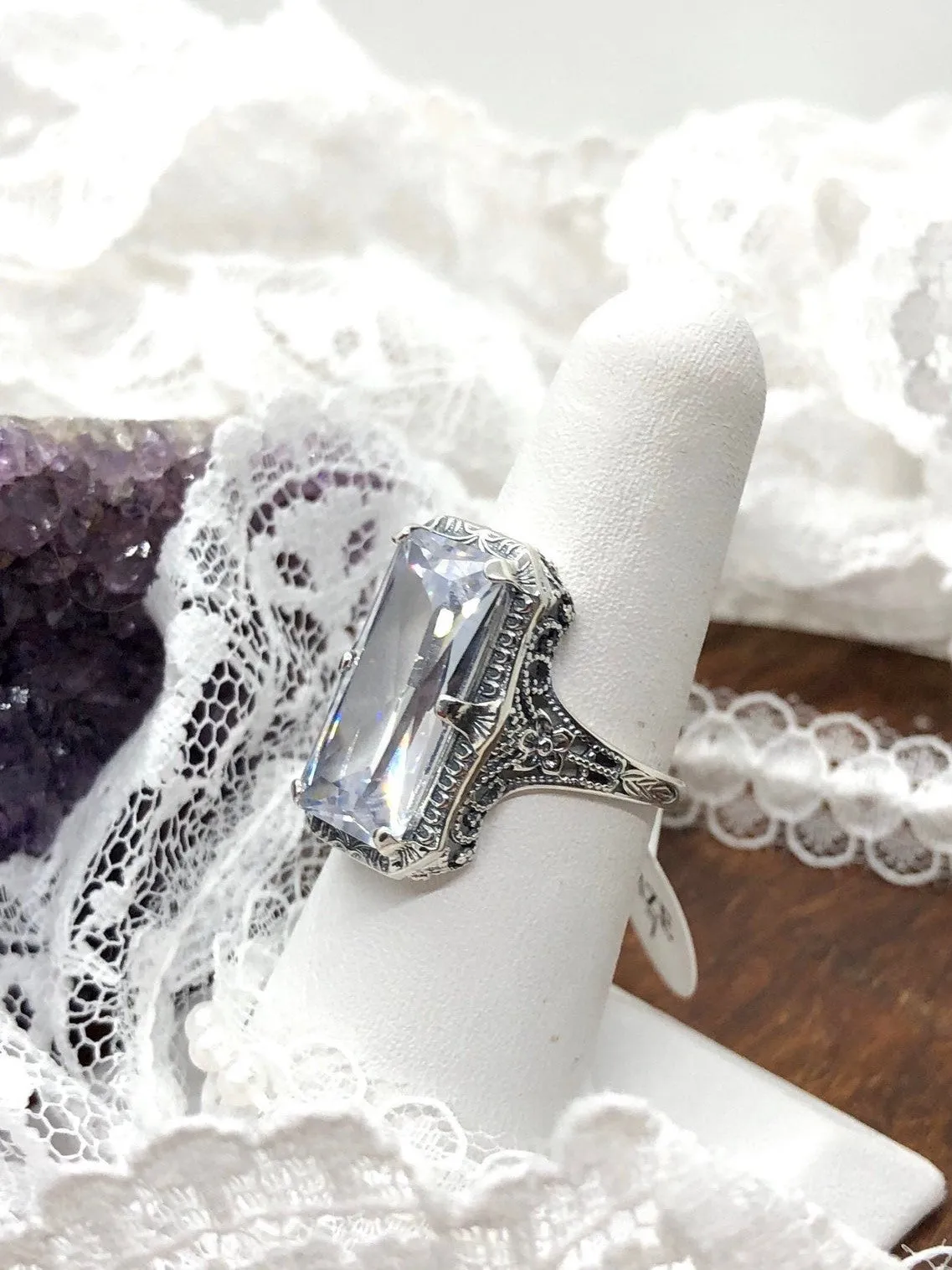 Dazzling CZ Ring, 1915 Vintage style, Edwardian Jewelry #D232