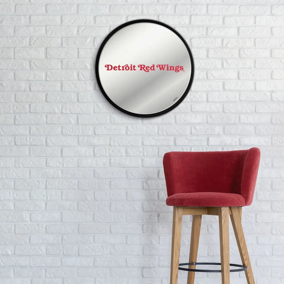 Detroit Red Wings: Secondary Logo - Modern Disc Mirrored Wall Sign