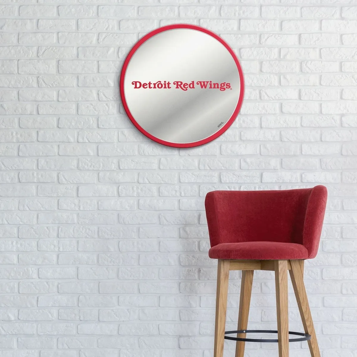 Detroit Red Wings: Secondary Logo - Modern Disc Mirrored Wall Sign