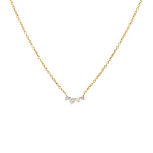 Diamond Graduated Solitaire Curved Bar Necklace 14K