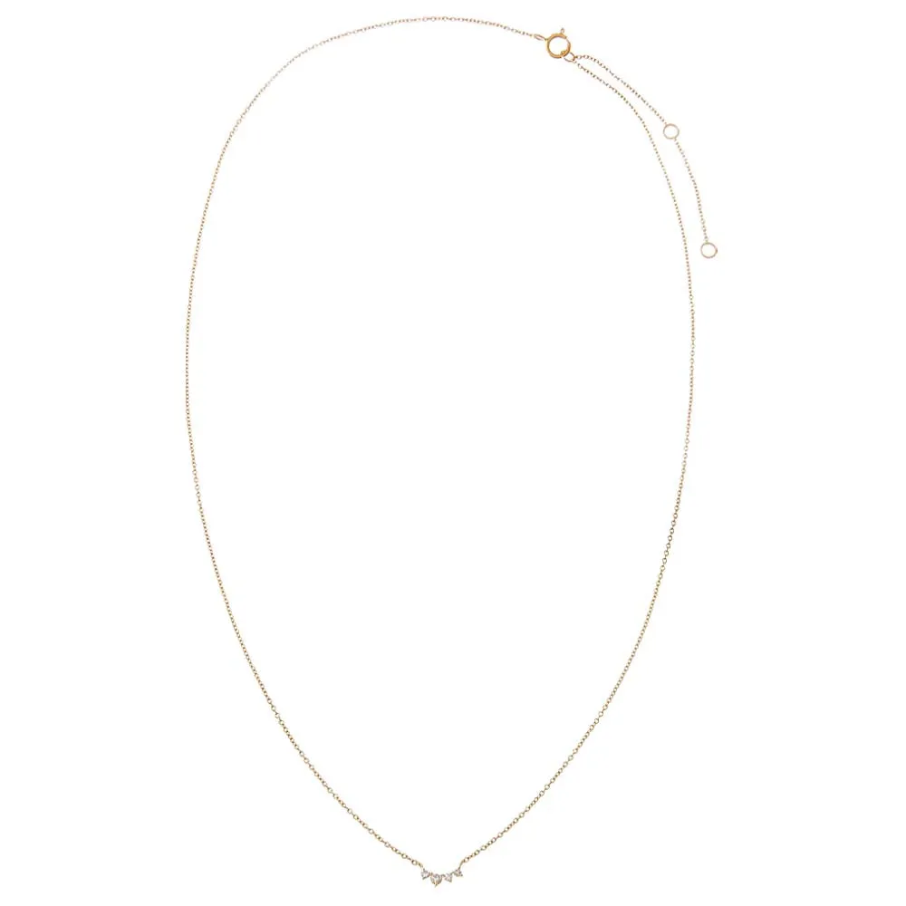 Diamond Graduated Solitaire Curved Bar Necklace 14K