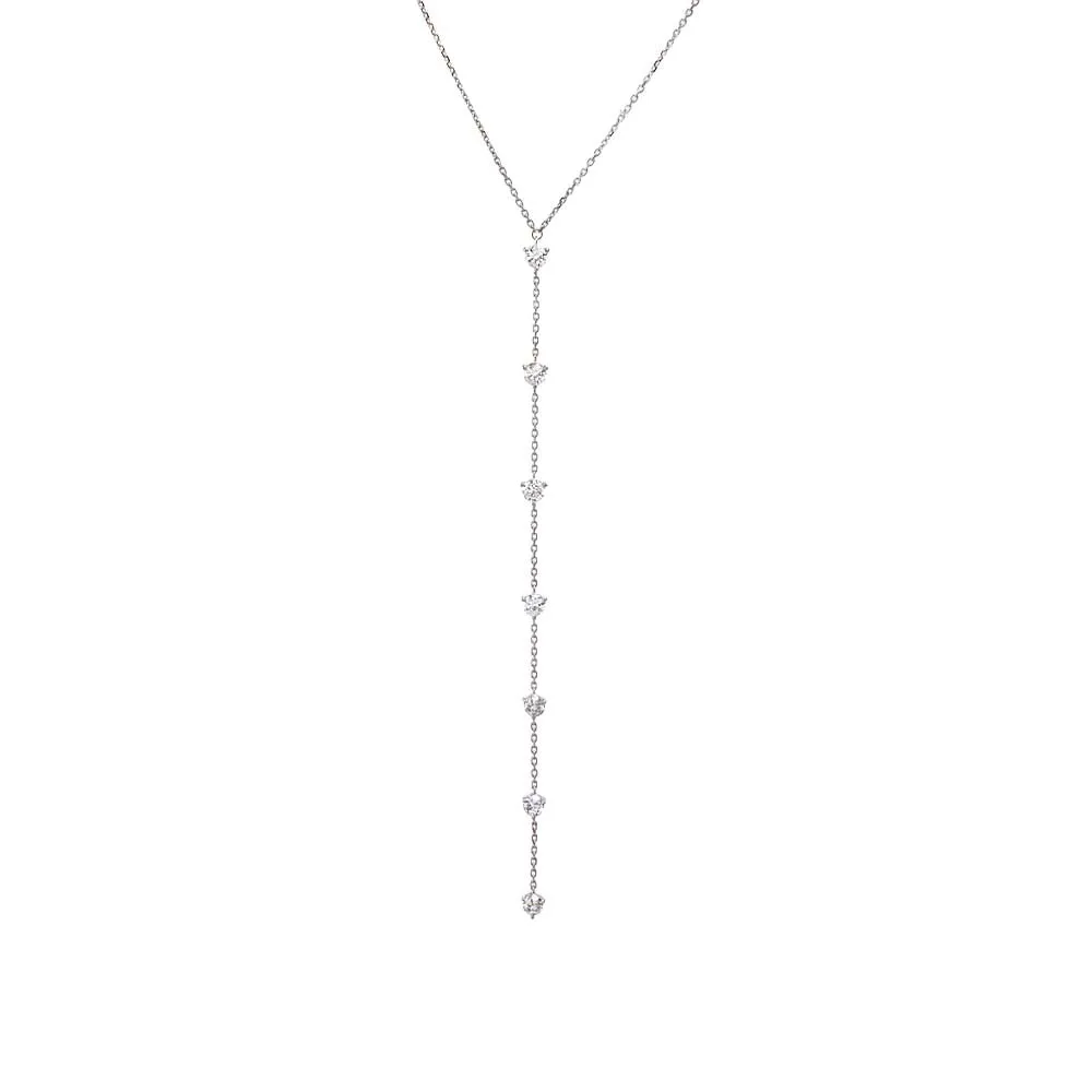 Diamond Scattered Drop Lariat Necklace 14K