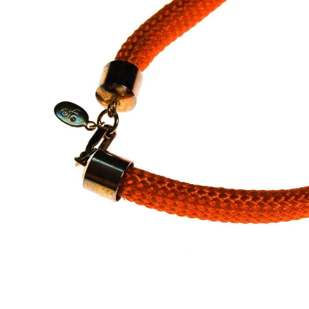 Diane von Furstenberg Orange Silk Cord Gold Triangle Necklace