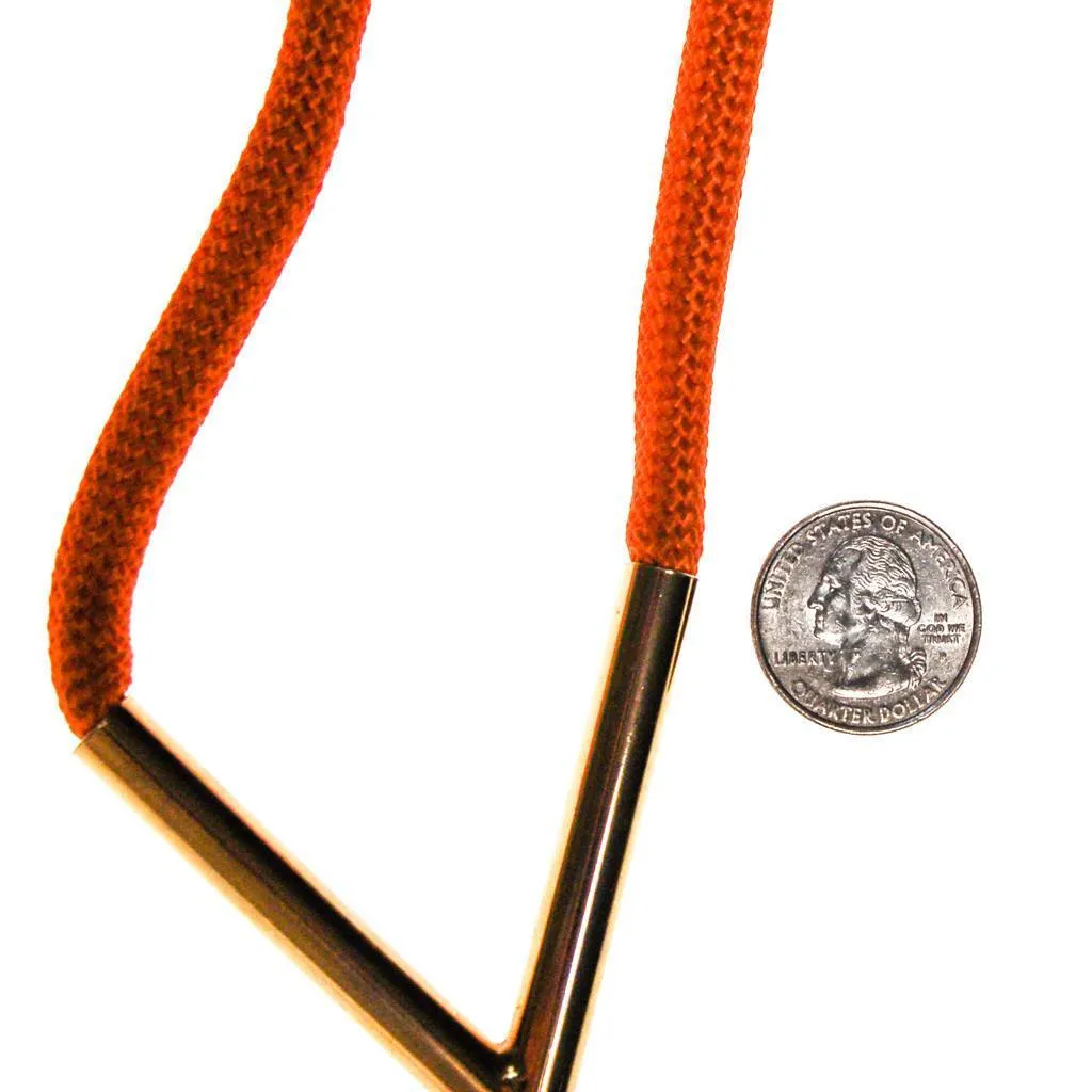 Diane von Furstenberg Orange Silk Cord Gold Triangle Necklace