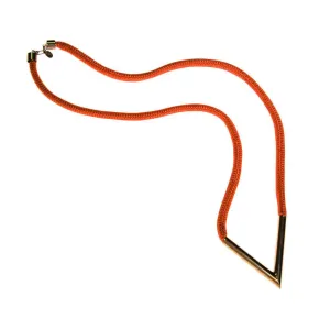 Diane von Furstenberg Orange Silk Cord Gold Triangle Necklace