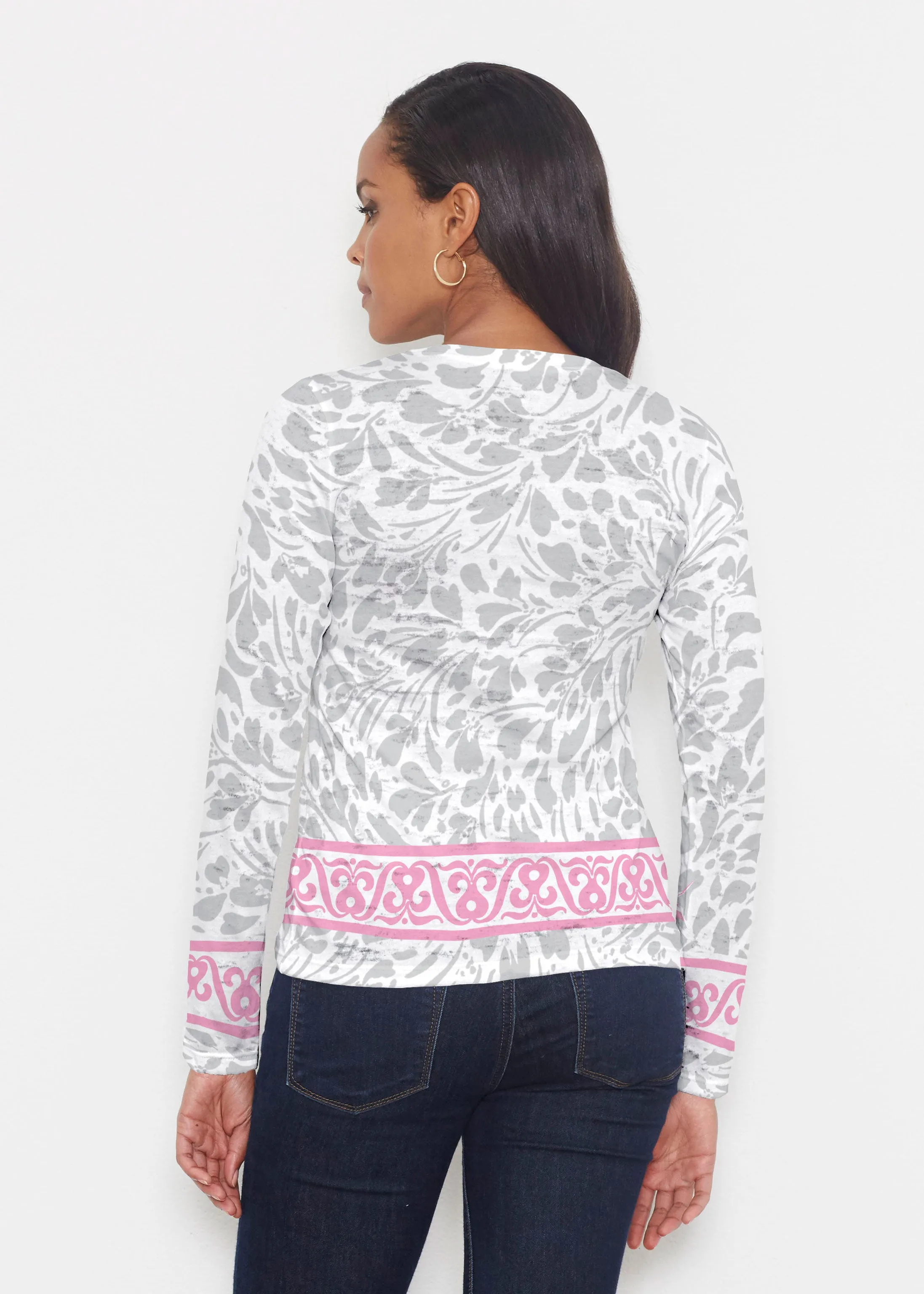 Ditsy Grey (7936) ~ Signature Long Sleeve Crew Shirt