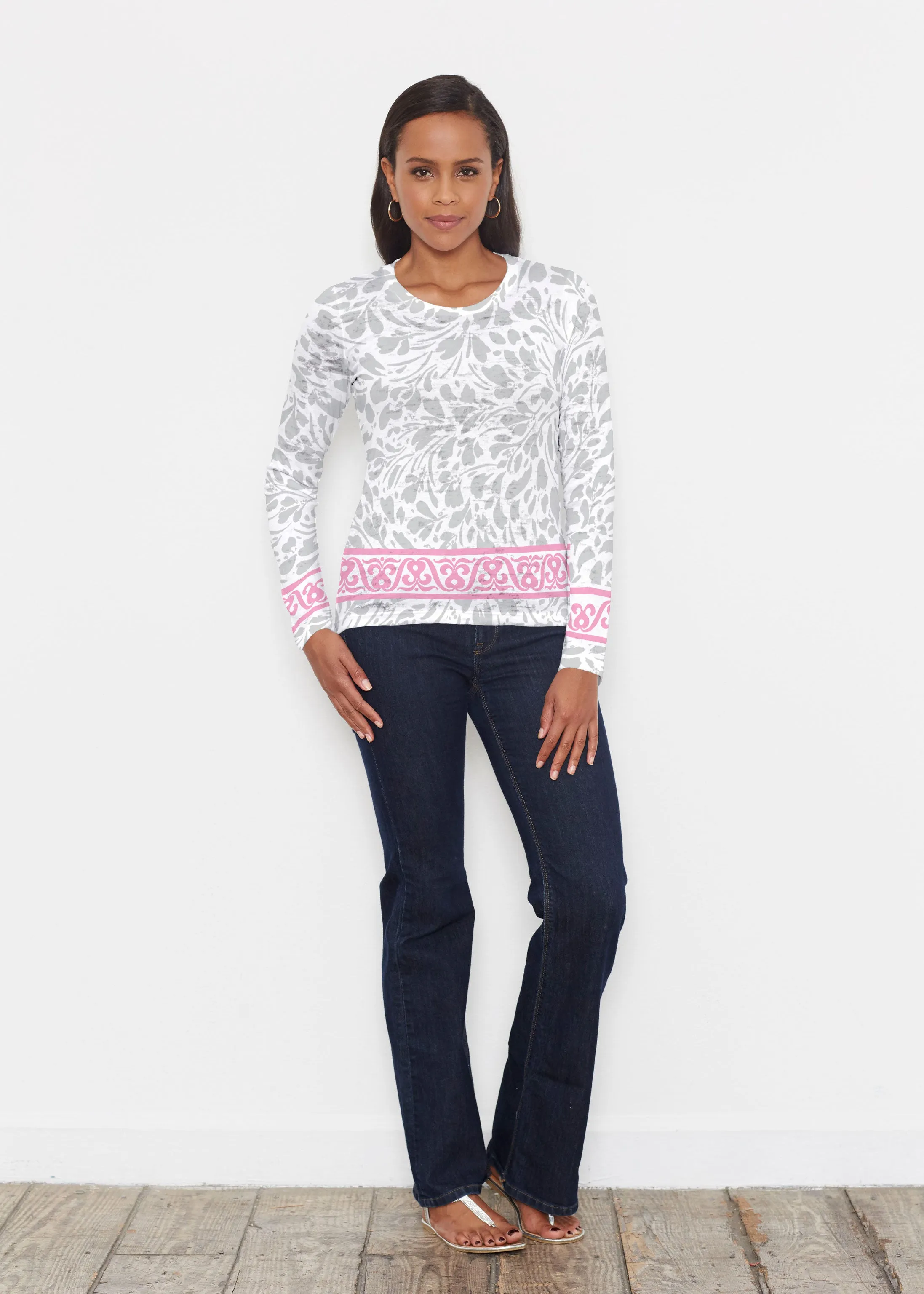 Ditsy Grey (7936) ~ Signature Long Sleeve Crew Shirt
