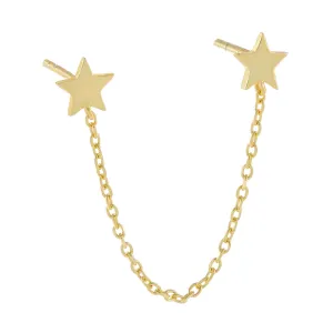 Double Star Chain Stud Earring
