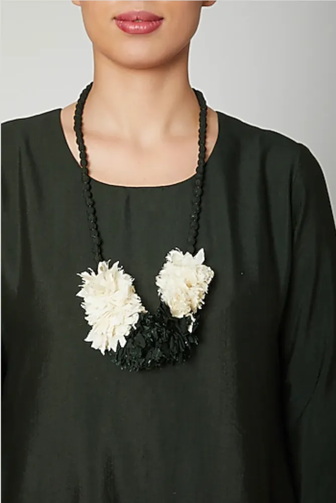 Dream- Bottle Green & off white Indo Western Cowl Dress