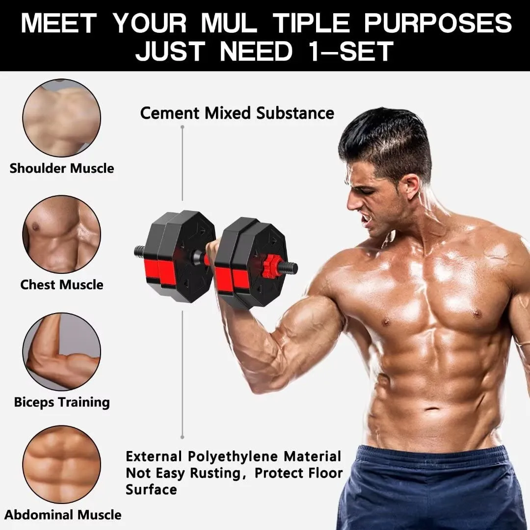 Dumbbell Set of 2, Adjustable Weights Dumbbells Set Pair, Free Weights for Women/Men Workout Equipment Used as Barbell, for Home Gym 20lb (10lb*2)